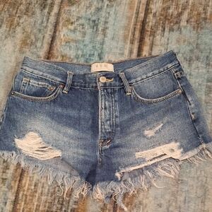 We The Free Blue Distressed Jean Shorts. Excellent Condition Size 27